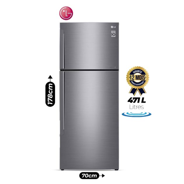 Réfrigérateur LG - 471 litres - GL-C682HLCL - Grande capacité NoFrost - Avec refroidissement linéaire et Hygiène Fresh+ - Argent
