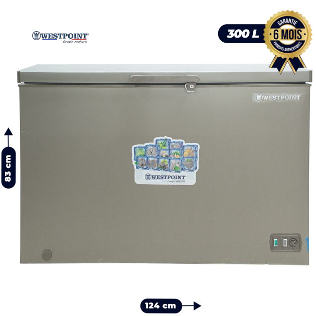 Congélateur coffre WESTPOINT - 300 Litres - WBL-3323ELS - Faible nuisance sonore - Standard Gris foncé - Garantie 6 mois