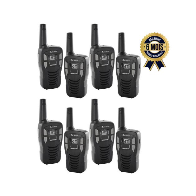 Cobra CX112 - Talkie-walkie - 16 milles - 22 canaux FRSGMRS - Radios bidirectionnelles - Lot de 8