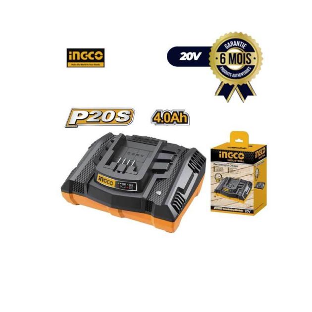 Chargeur intelligent rapide Li-ion 20V - INGCO FCLI2003 - 6 mois de garantie