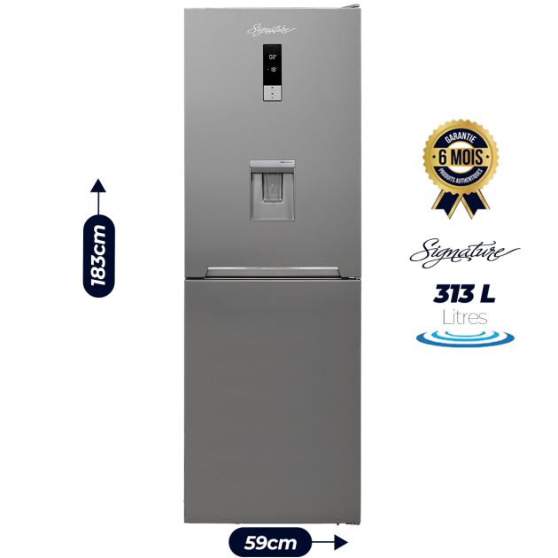 Réfrigérateur combiné Signature - 313 Litres - SGVR353DIX - NO FROST - Avec distributeur d'eau - Classe énergétique A++ - Inox foncé