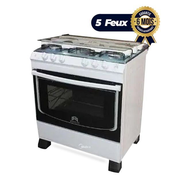 Cuisinière à Gaz - 5 foyers - Hera Plus - 72 x 55 - Blanc