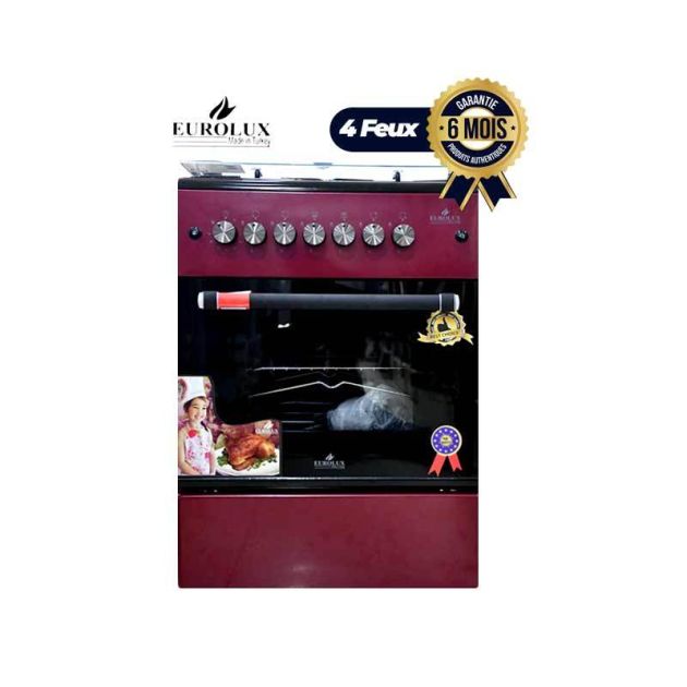 Cuisinière EUROLUX - EUR.Simple - 4 Feux - 60 * 60 cm - Rouge Bordeaux