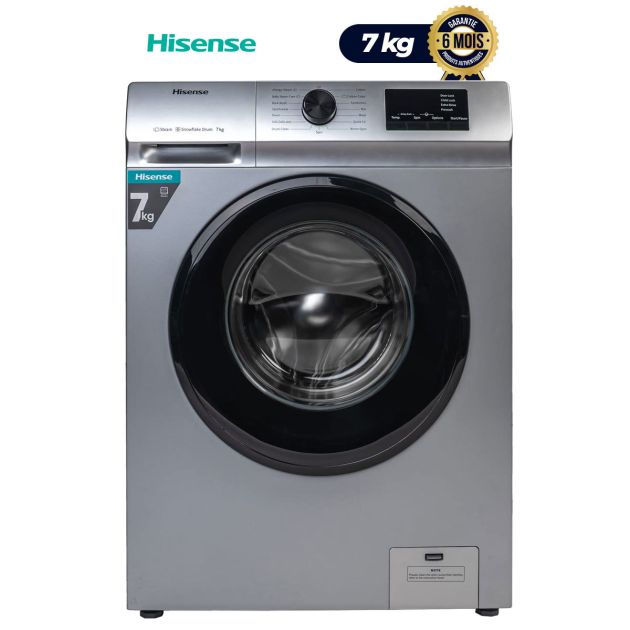 Machine à laver automatique Hisense - WFVB7012 - 7kg - Gris