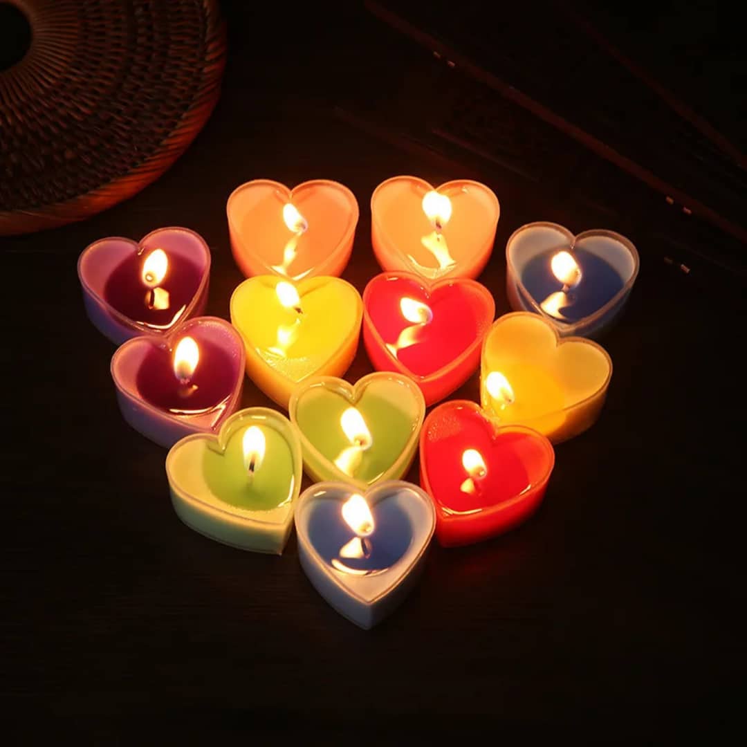 Bougies en forme de cœur multicolores