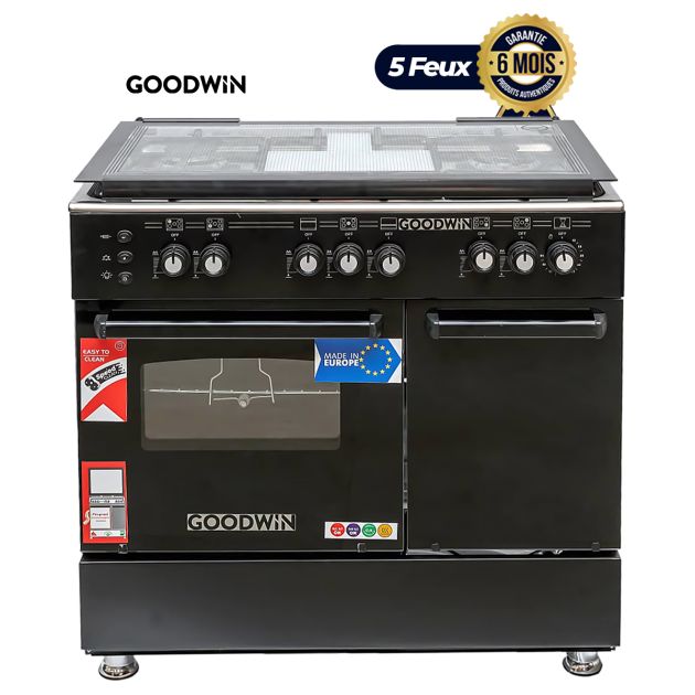 Cuisinière GOODWIN - 5 Feux - 60 x 90 Cm + Pack de 6 pièces d'assiettes + 6 pièces de verres à eau + 6 pièces de bols résistants Offert