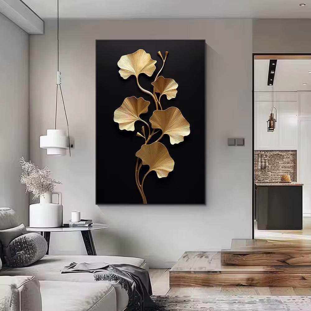 Tableau décoratif en relief avec motifs de feuilles