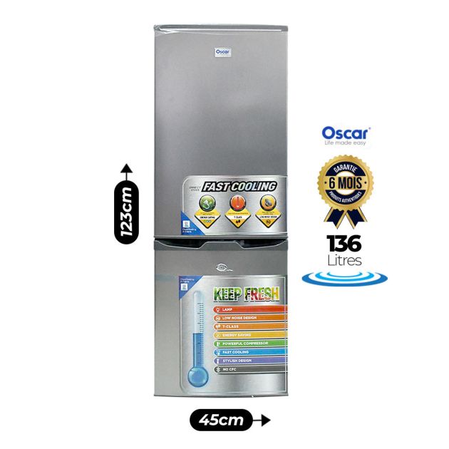 Réfrigérateur Combiné Oscar- OSC-R170S - 136 L - Économique ( A+)