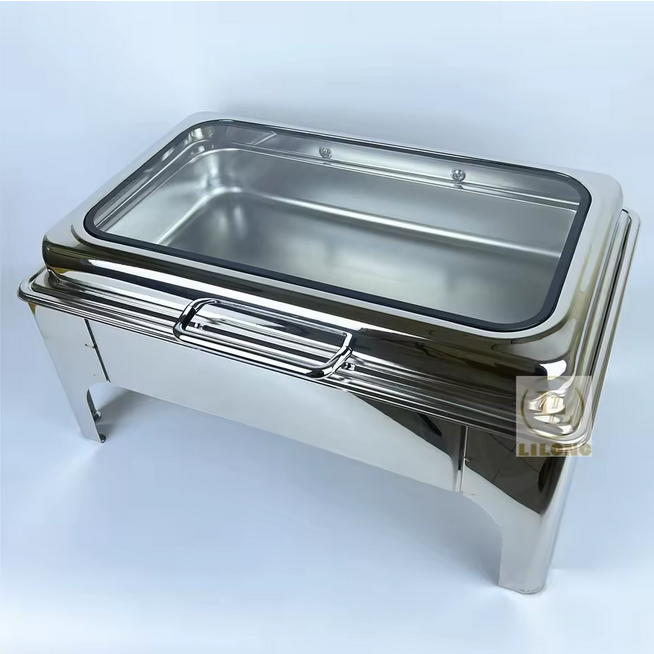 Réchauffeur de nourriture en acier inoxydable de haute qualité Réchaud à buffet Réchaud avec grand couvercle en verre pour équipement de restaurant d'hôtel de fête 5.0(3 avis)33 vendus