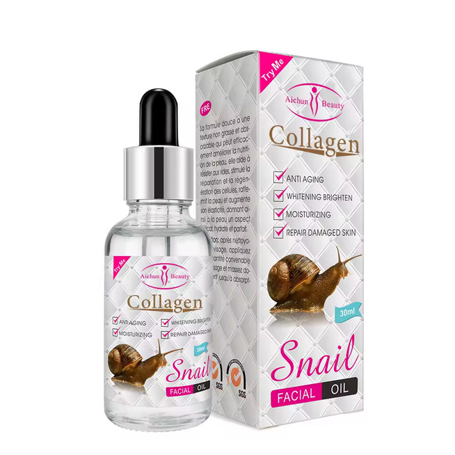 Huile de Massage du visage au collagène d'escargot Peimei approvisionnement d'usine huile essentielle hydratante hydratante en gros 30ml