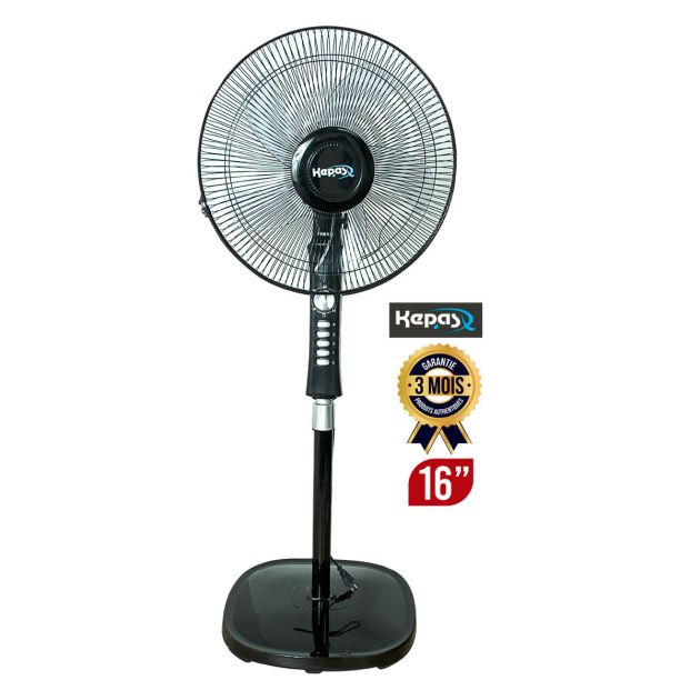 Ventilateur KEPAS 16 pouces - K525 - Avec 5 pales - 4 vitesses - Noir