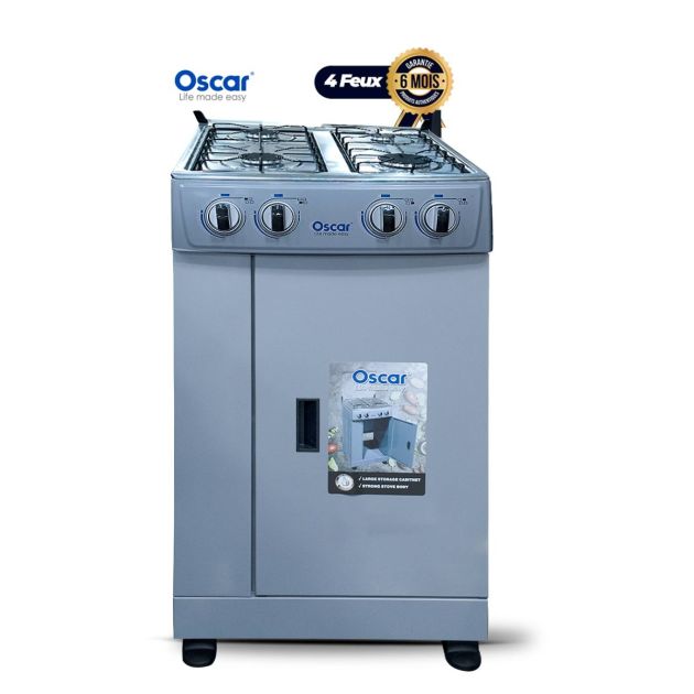 Cuisinière 4 feux Oscar avec porte-bouteille à gaz - 50x50