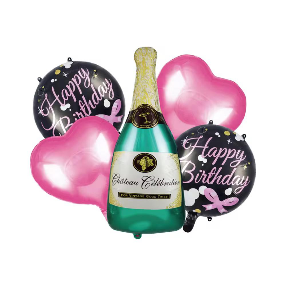 Ensemble de ballons "Champagne" et "Happy Birthday"