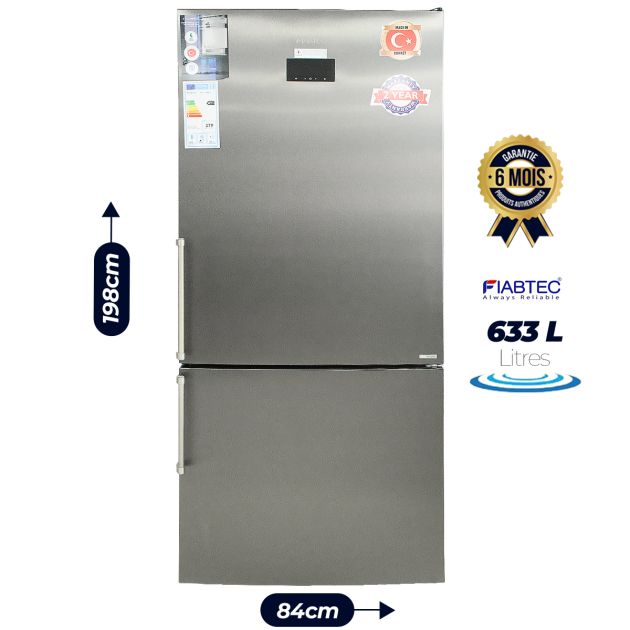 Réfrigérateur combiné - FIABTEC - No Frost - FTTL-694633 - Avec distributeur d'eau - Acier inoxydable