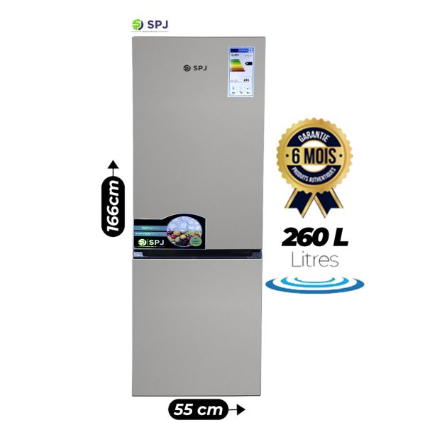 Réfrigérateur Combiné SPJ - RF-BINU399C - 260L - Consommation A+ - Gris