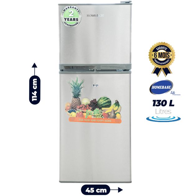 Réfrigérateur Double Battant HOME BASE - FTUI-HB3-70K - 130 Litres - Gris