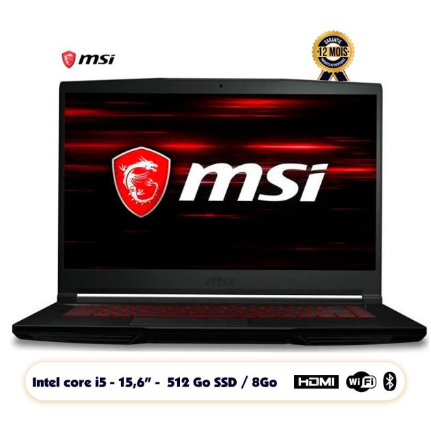 MSI Thin GF63 Ecran 15.6" FHD Intel Core i5-12450H NVIDIA GeForce RTX 2050 4GB GDDR6 512 Go SSD 8 Go RAM AZERTY