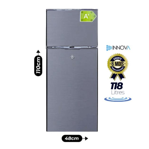 Réfrigerateur double battant Innova - IN-190 - 118L - Économique (A+) - Gris