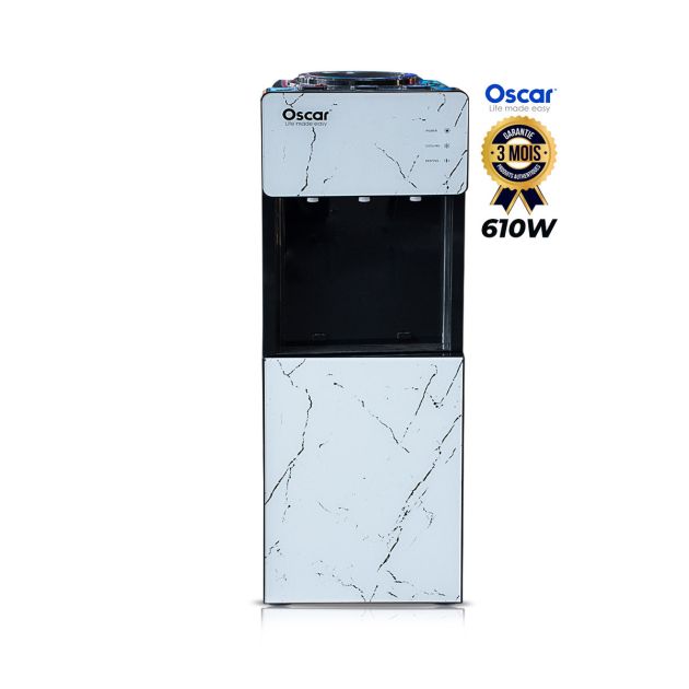 Distributeur d'eau chaude et froide OSCAR -OSC-WD-168 - 80 CM avec mini réfrigérateur intégré - Marbre blanc - Garantie 3 mois