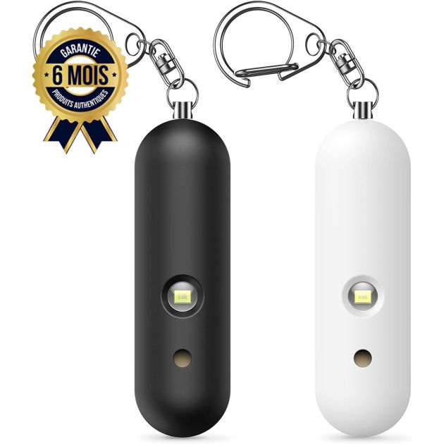 Porte-clés d'alarme de sécurité Safesound 140 dB, double haut-parleurs, alarme d'auto-défense d'urgence avec lumière LED, pour enfants, femmes et personnes âgées (paquet de 2)