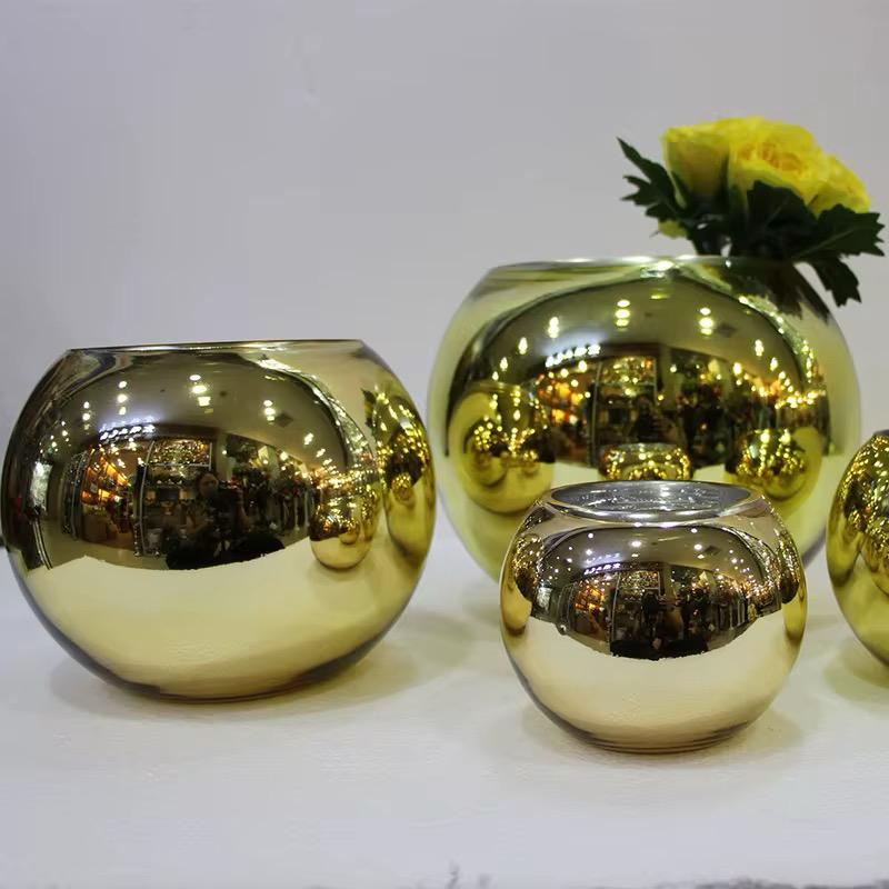 Vases Ronds en Verre Effet Métallisé, Style Bohème