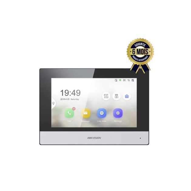 Ecran d'Interphone vidéo IP - Hikvision DS-KH6320 -WTE1 - Moniteur d'intérieur - Ecran tactile de 7"