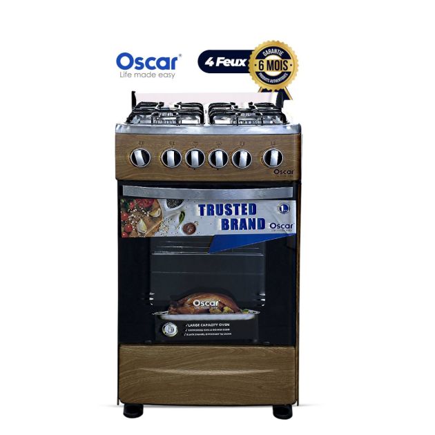 Cuisinière Oscar 4 feux avec allumage automatique - 50 x 50 cm - Bois