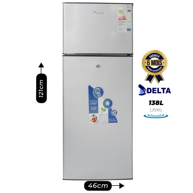 Réfrigérateur double battant Delta - 138 litres - DRF-190 - A++ - Gris