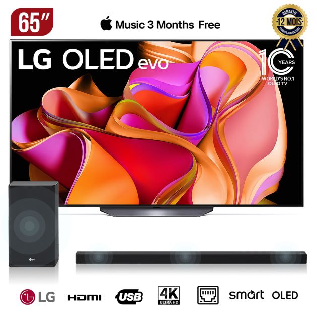 Smart TV OLED LG - OLED65CS3VA - 65" - Série CS - Magic Remote + BARRE DE SON LG - SP9A -520W - Garantie 12mois