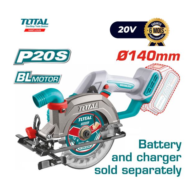 Scie circulaire sans fil - TOTAL TSLI1402 - 20V - 6 Mois