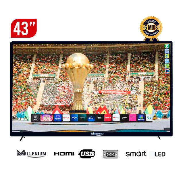 TV Smart HD-43AS7100 Millennium 43 pouces - AVEC MIRA CAST - Full HD LED TV - Garantie 6 mois