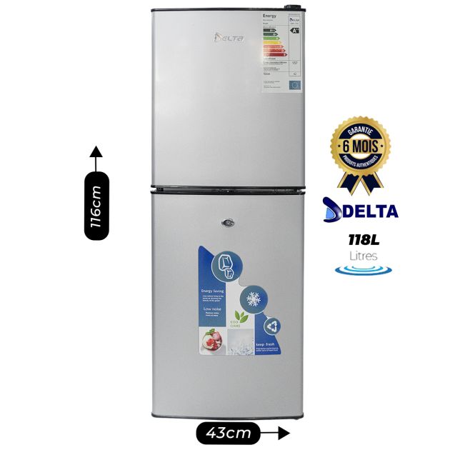 Réfrigérateur Combiné Delta - 118 litres - DRF-175 - A+ - Gris