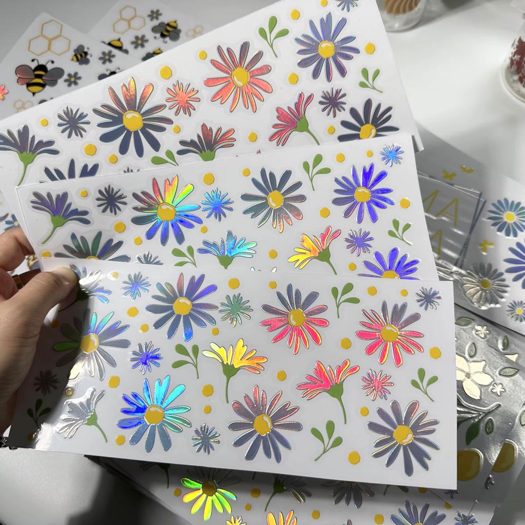 Autocollants floraux holographiques
