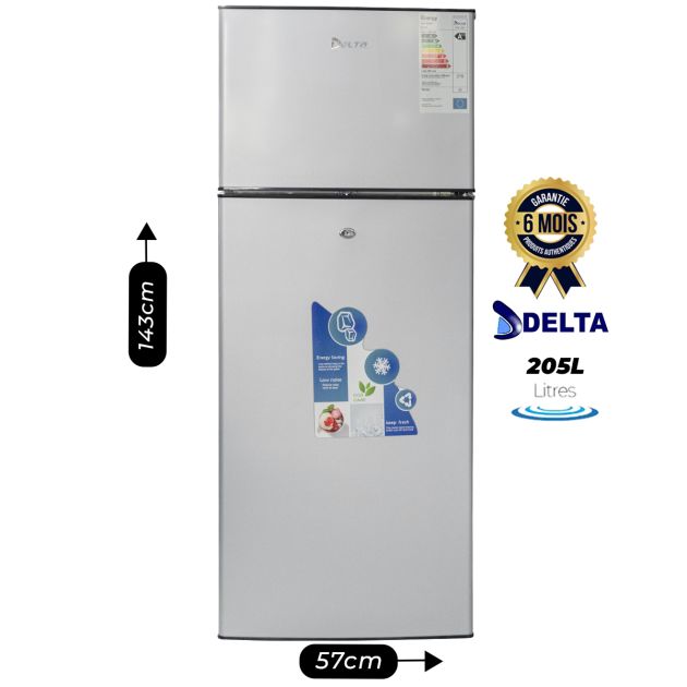 Réfrigérateur double battant Delta - 205 litres - DRF-260 - A+ - Gris