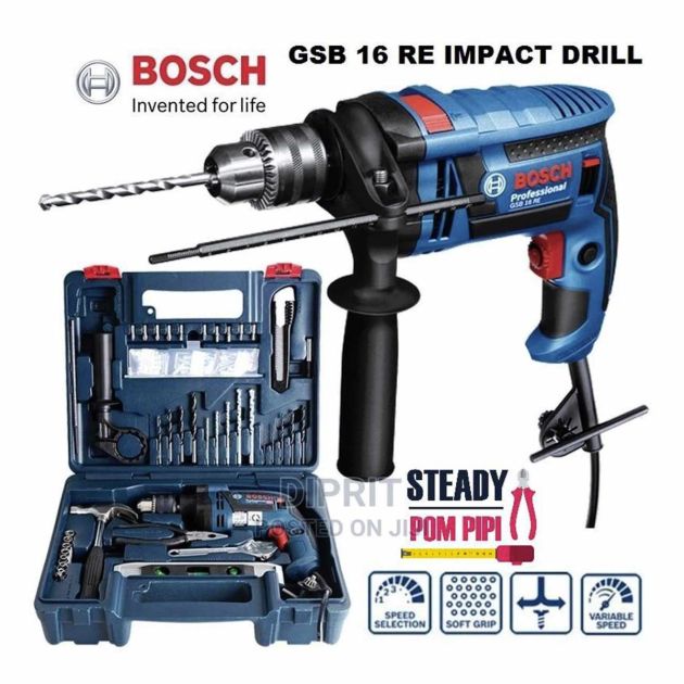 Perceuse à percussion Bosch Professional GSB 16 RE - 750 W + 1 lot de 10 Forets à métaux Bosch HSS-Co Offerts - 6 Mois