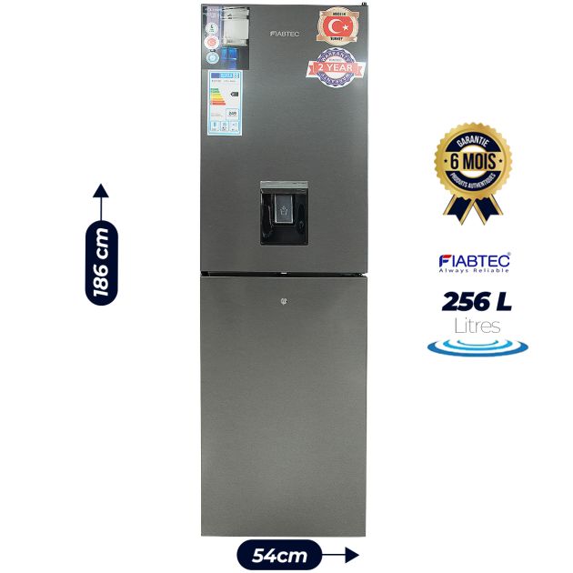 Réfrigérateur combiné FIABTEC - FTTL-318256 - 256 litres - Avec distributeur d'eau - Acier inoxydable