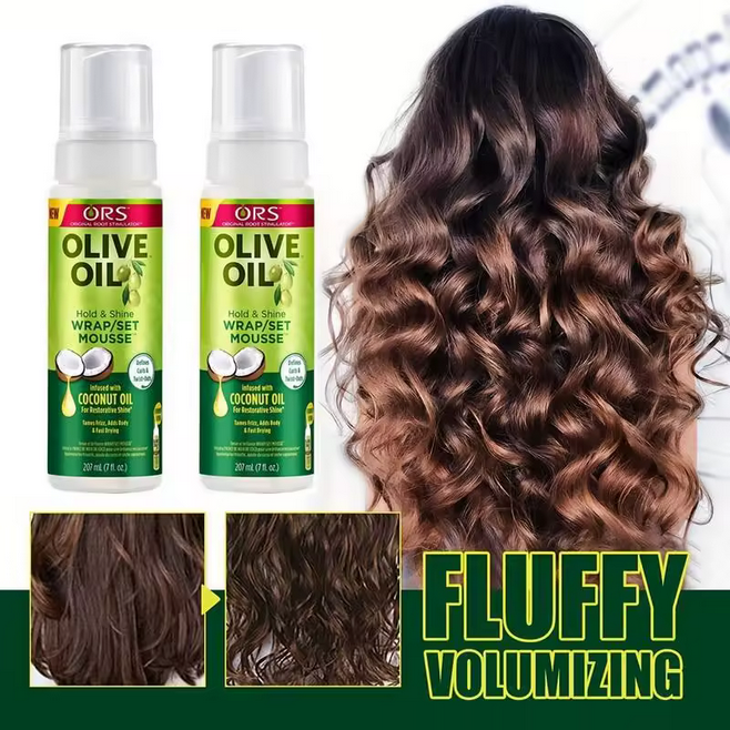 Mousse coiffante à forte tenue Huile d'olive Ors Spray modelant Gel mousse pour cheveux bouclés et crépus Mousse coiffante sèche transfrontalière