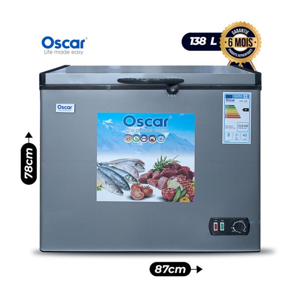 Congélateur coffre  OSCAR - 198 Litres - OSC 290 - Argent