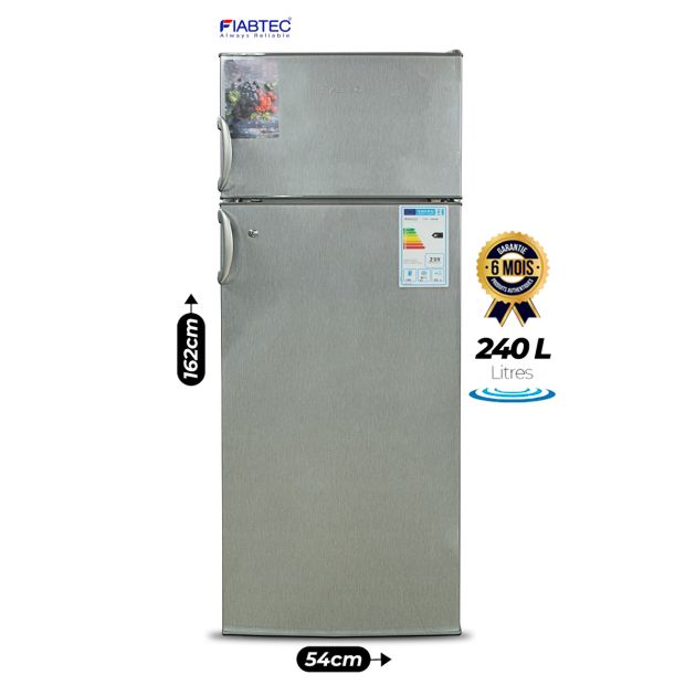 Réfrigérateur double battant FIABTEC - FTTL-283240 - 240 litres en acier inoxydable