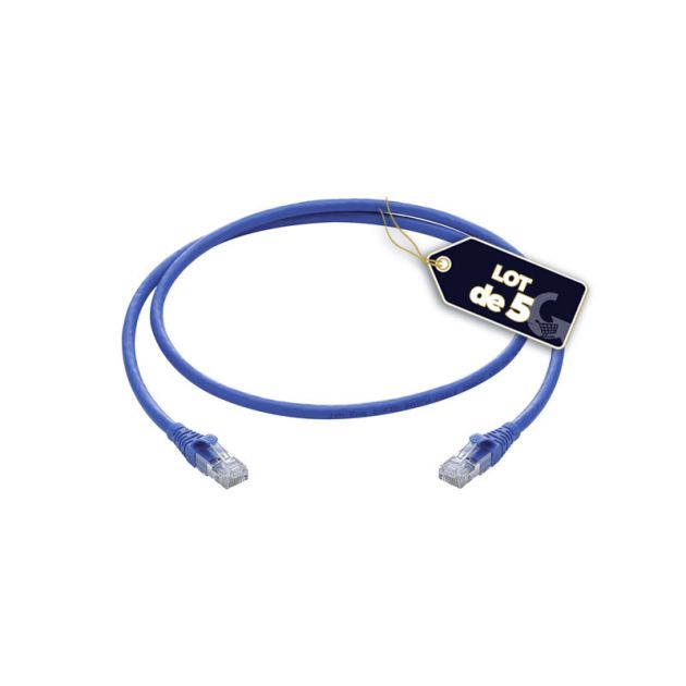Lot de 5 cordon de brassage Cat6a RJ45, 4 pair U/FTP, LSZH - 3mes