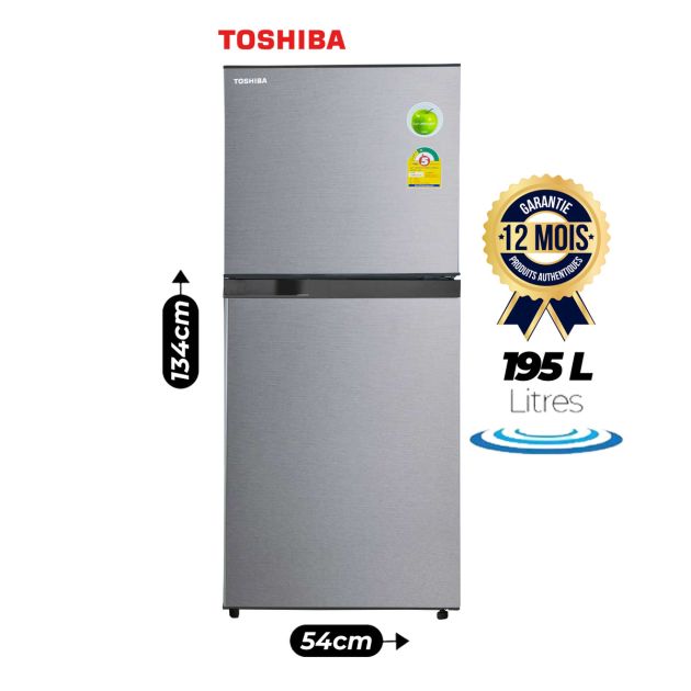 Réfrigérateur Double Battant TOSHIBA- GR-A25KP- No frost - A+ - 195L - Argent