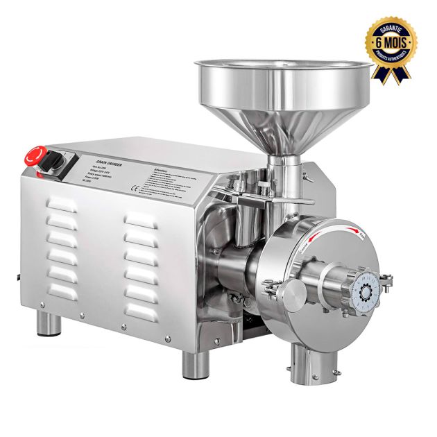 Broyeur à poudre - Pour épices et graines - 30-50Kg/Heures - 2200W - Acier inoxydable
