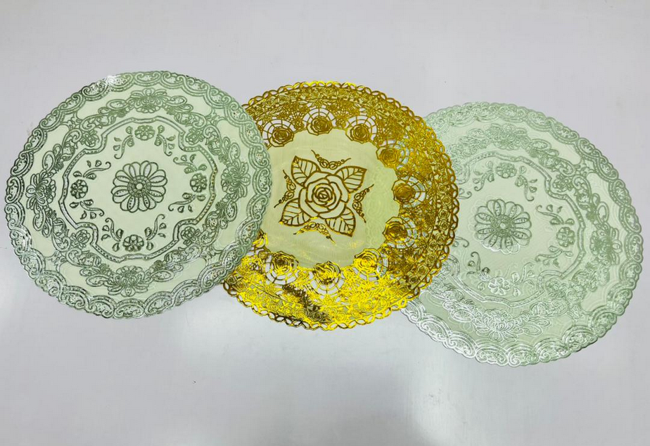 Tapis de Table en PVC Plastique Doré et argenté, Antidérapant et Imperméable