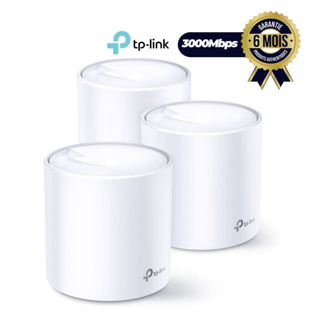 Système WiFi Mesh AX - Tplink Deco X60 - Routeurs sans fil Dual-Band - Wi-Fi 6 AX3000 - 3000Mbps - Lot de 3