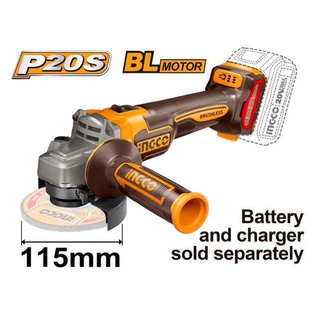 Meuleuse d'angle au lithium-ion sans fil - INGCO CAGLI21154 - 20 V
