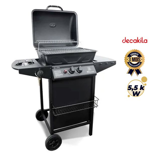 Barbecue à Gaz - DECAKILA - KMGS005B - Brûleurs principaux 5,5 kW - Brûleur latéral 2,5 kW