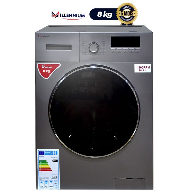 Machine à laver automatique MILLENNIUM - WM-FL8012SLV - Front Load - 8kg - Argent