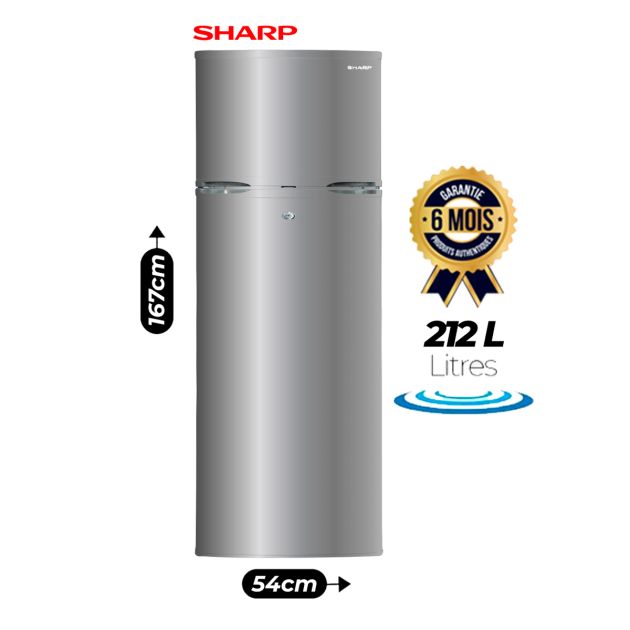 Réfrigérateur double battant SHARP - 212 Litres - SJ-DC280N-HS2 - A+ - Gris