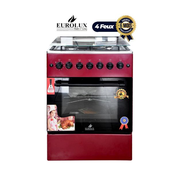 Cuisinière EUROLUX - EUR.TRENDY - 4 Foyers 60 x 60 - Rouge