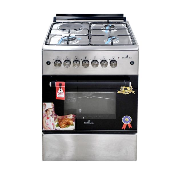 Cuisinière EUROLUX - EUR.Simple - 60 * 60 ( 3 feux et 1 Plaque Electrique INOX)